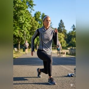 lululemon athletica Grey Heather and Black Athletic Zip Jacket